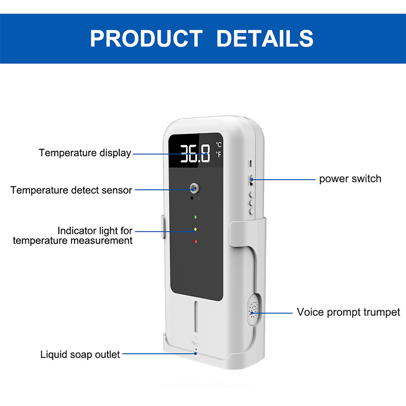 Portable voice broadcast temp taking with the liquid soap TS-BS900
